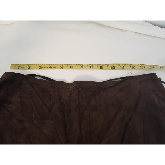 Zebra Leather Skirt sz 10 Brown Suede Fringe Hem & Tie Belt Western Movement - Picture 8 of 10